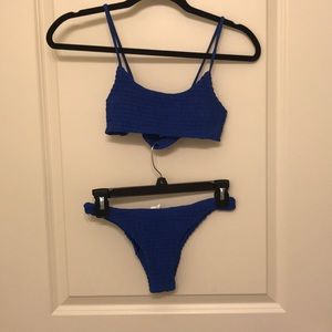 Ruched blue bikini